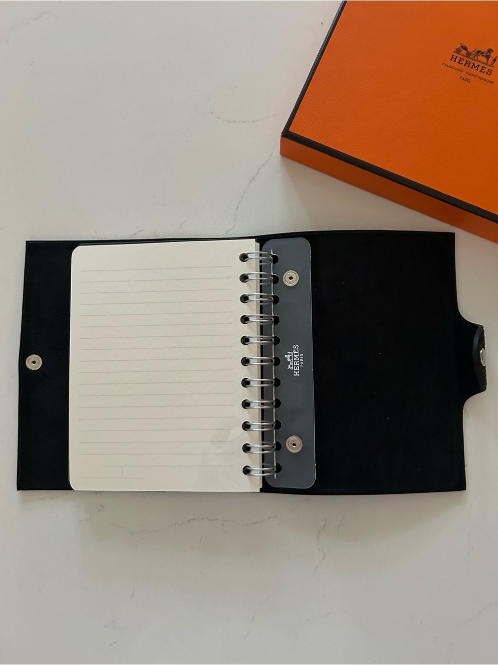 Authentic Hermes TOGO Leather Black Cover Includes Original Lined Notebook - Picture 7 of 11